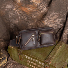Vintage Leather Mens Fanny Pack Hip Packs Sling Bag Sling Pack Waist Bag for Men