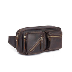 Vintage Leather Mens Fanny Pack Hip Pack Sling Bags Sling Pack Waist Bag for Men
