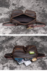 Vintage Leather Mens Fanny Pack Hip Pack Sling Bags Sling Pack Waist Bag for Men