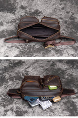 Vintage Leather Mens Fanny Pack Hip Packs Sling Bag Sling Pack Waist Bag for Men