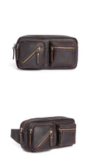 Vintage Leather Mens Fanny Pack Hip Pack Sling Bags Sling Pack Waist Bag for Men