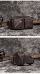 Vintage Leather Mens Fanny Pack Hip Pack Sling Bags Sling Pack Waist Bag for Men