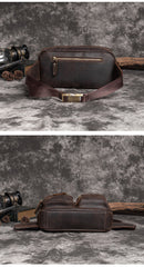 Vintage Leather Mens Fanny Pack Hip Pack Sling Bags Sling Pack Waist Bag for Men