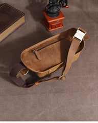 Leather Mens Fanny Packs Casual Belt Bag Cool Waist Bag Brown Fanny Bag For Men