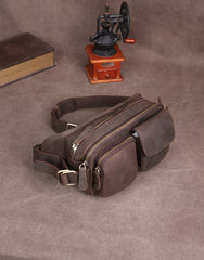 Leather Mens Fanny Packs Casual Belt Bag Cool Waist Bag Fanny Bag For Men