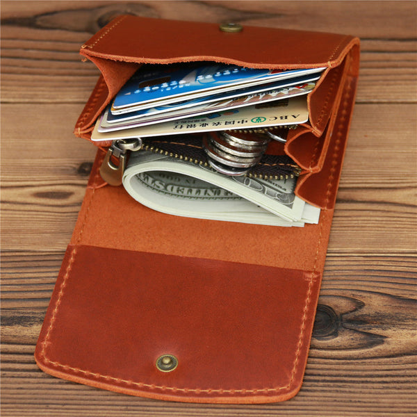 Coffee Leather Mens Flip Wallet Small Wallets Half billfold Wallet Front Pocket Wallet for Men