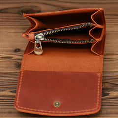 Coffee Leather Mens Flip Wallet Small Wallets Half billfold Wallet Front Pocket Wallet for Men