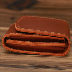 Coffee Leather Mens Flip Wallet Small Wallets Half billfold Wallet Front Pocket Wallet for Men