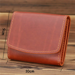 Coffee Leather Mens Flip Wallet Small Wallets Half billfold Wallet Front Pocket Wallet for Men