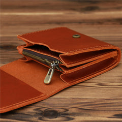 Coffee Leather Mens Flip Wallet Small Wallets Half billfold Wallet Front Pocket Wallet for Men