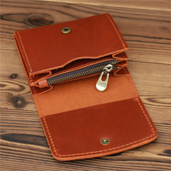 Coffee Leather Mens Flip Wallet Small Wallets Half billfold Wallet Front Pocket Wallet for Men