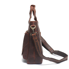Classic Leather Mens Handbag 14‘’ Laptop Briefcase Side BAG Vintage Courier Bag FOR MEN