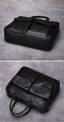 Brown Leather Mens Handbag 14‘’ Laptop Briefcase Side BAG Vintage Business Bag FOR MEN