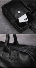 Brown Leather Mens Handbag 14‘’ Laptop Briefcase Side BAG Vintage Business Bag FOR MEN