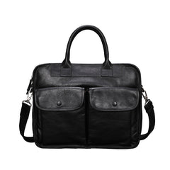Brown Leather Mens Handbag 14‘’ Laptop Briefcase Side BAG Vintage Business Bag FOR MEN