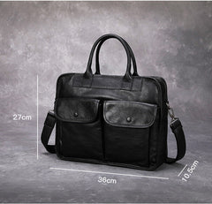 Brown Leather Mens Handbag 14‘’ Laptop Briefcase Side BAG Vintage Business Bag FOR MEN