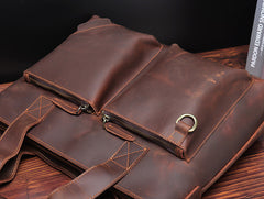 Classic Leather Mens Handbag 14‘’ Laptop Briefcase Side BAG Vintage Courier Bag FOR MEN