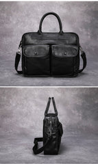 Brown Leather Mens Handbag 14‘’ Laptop Briefcase Side BAG Vintage Business Bag FOR MEN
