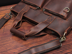 Classic Leather Mens Handbag 14‘’ Laptop Briefcase Side BAG Vintage Courier Bag FOR MEN