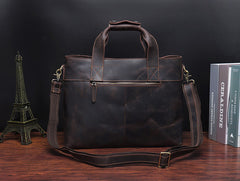 Classic Leather Mens Handbag 14‘’ Laptop Briefcase Side BAG Vintage Courier Bag FOR MEN