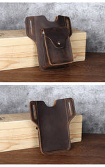 Leather Mens Phone Holster Belt Pouch Cigarette Pack Waist Pouch Belt Bags For Men