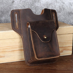 Leather Mens Phone Holster Belt Pouch Cigarette Pack Waist Pouch Belt Bags For Men
