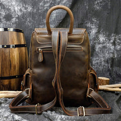 Tan Leather Mens Satchel Backpack 14'' Laptop Rucksack Vintage School Backpack For Men