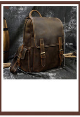 Tan Leather Mens Satchel Backpack 14'' Laptop Rucksack Vintage School Backpack For Men