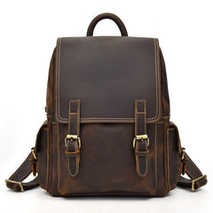 Tan Leather Mens Satchel Backpack 14'' Laptop Rucksack Vintage School Backpack For Men