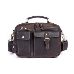 Leather Mens Side Bag Small Messenger BAG Vintage Coffee School Courier Bag FOR MEN