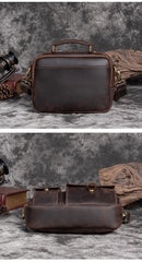 Leather Mens Side Bag Small Messenger BAG Vintage Coffee School Courier Bag FOR MEN