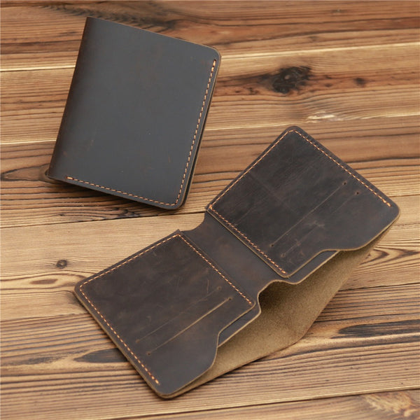 vertical wallet Coffee Leather Mens Slim Bifold Wallet Small Wallets Vertical Billfold Wallet Front Pocket Wallet for Men