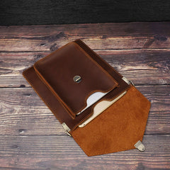 Black Leather Mens Slim Vertical Shoulder Bag File Folder A4 Business Document Purse for Men