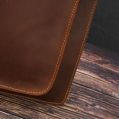 Black Leather Mens Slim Vertical Shoulder Bag File Folder A4 Business Document Purse for Men