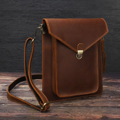 Leather Mens Slim Vertical Shoulder Bag File Folder A4 Business Document Purse for Men