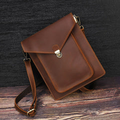 Leather Mens Slim Vertical Shoulder Bag File Folder A4 Business Document Purse for Men