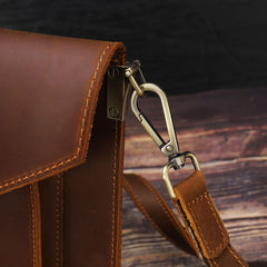 Leather Mens Slim Vertical Shoulder Bag File Folder A4 Business Document Purse for Men