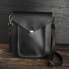 Leather Mens Slim Vertical Shoulder Bag File Folder A4 Business Document Purse for Men