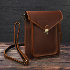 Black Leather Mens Slim Vertical Shoulder Bag File Folder A4 Business Document Purse for Men