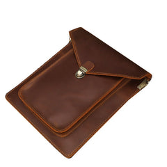 Leather Mens Slim Vertical Shoulder Bag File Folder A4 Business Document Purse for Men