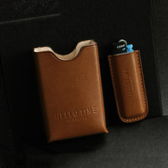 Brown Leather Mens Soft Pack Cigarette Holder Case Hard Pack Cigarette Case for Men
