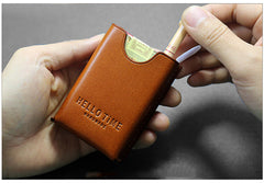 Brown Leather Mens Soft Pack Cigarette Holder Case Hard Pack Cigarette Case for Men