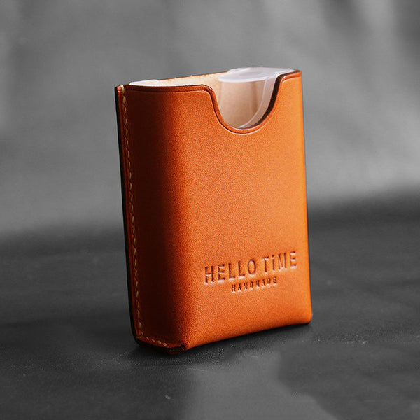 Brown Leather Mens Soft Pack Cigarette Holder Case Hard Pack Cigarette Case for Men