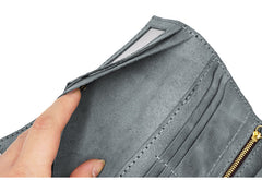 Leather Mens Trifold Long Wallet Handmade Lots Cards Checkbook Long Wallet for Men - iwalletsmen