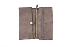 Mens Leather Trifold Long Wallet Handmade Lots Cards Checkbook Long Wallet for Men - iwalletsmen