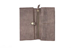 Mens Leather Trifold Long Wallet Lots Cards Handmade Checkbook Long Wallet for Men - iwalletsmen