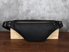 Tan Mens Fanny Pack Leather Slim Bum Bag Black Hip Pack Chest Bag For Men