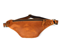 Tan Mens Fanny Pack Leather Slim Bum Bag Black Hip Pack Chest Bag For Men