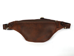 Tan Mens Fanny Pack Leather Slim Bum Bag Black Hip Pack Chest Bag For Men