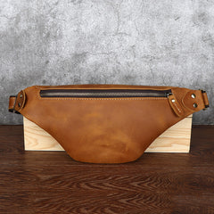 Black Mens Fanny Pack Leather Slim Bum Bag Black Hip Pack Chest Bag For Men